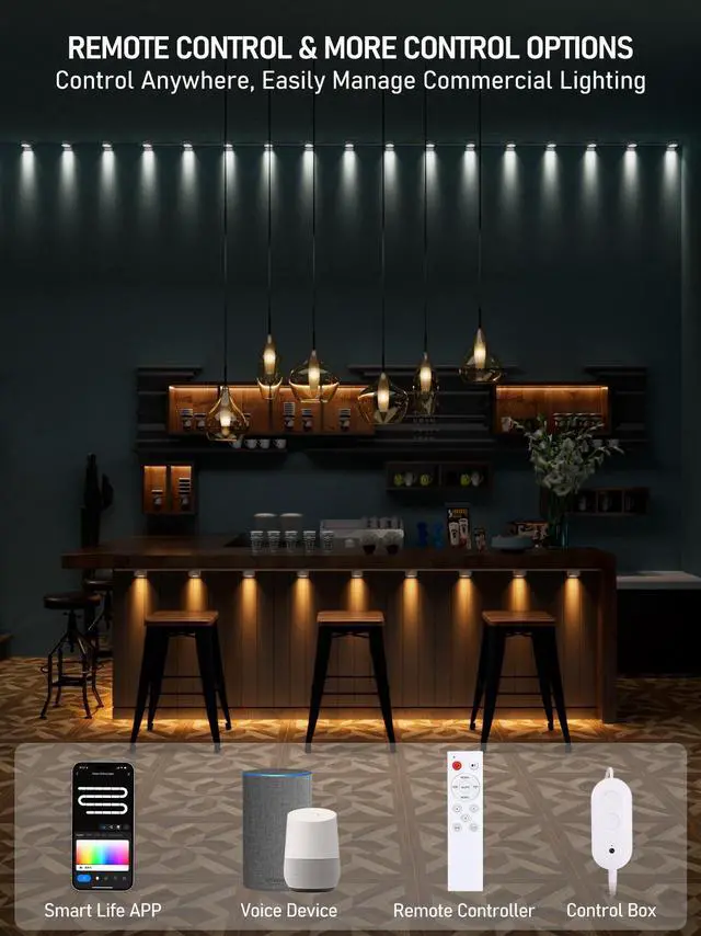 Alt view image 2 of 7 - 33ft LED Smart String Light, RGBCWIC Commercial Ambiance Light Fixture