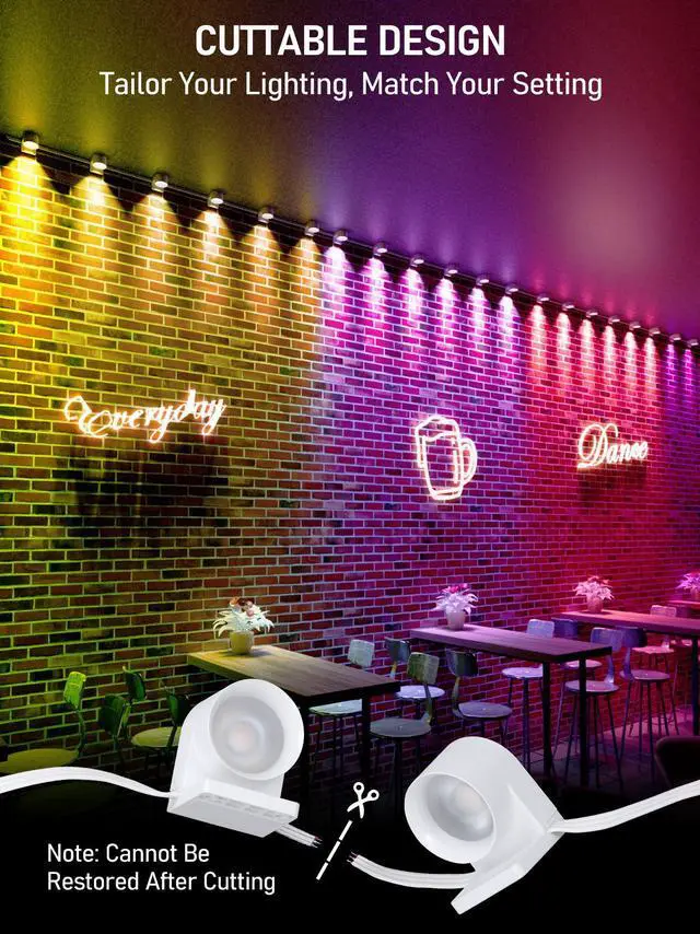 Alt view image 6 of 7 - 33ft LED Smart String Light, RGBCWIC Commercial Ambiance Light Fixture