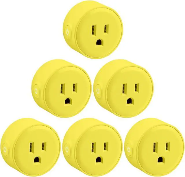 Main image of 6 Pack Smart Plug Work with Alexa, Mini Smart Outlet Wifi Plug Google Home Assistant Voice Control, No Hub Required, Only Supports 2.4GHz Network, Timer Function, ETL Listed, Yellow Finish
