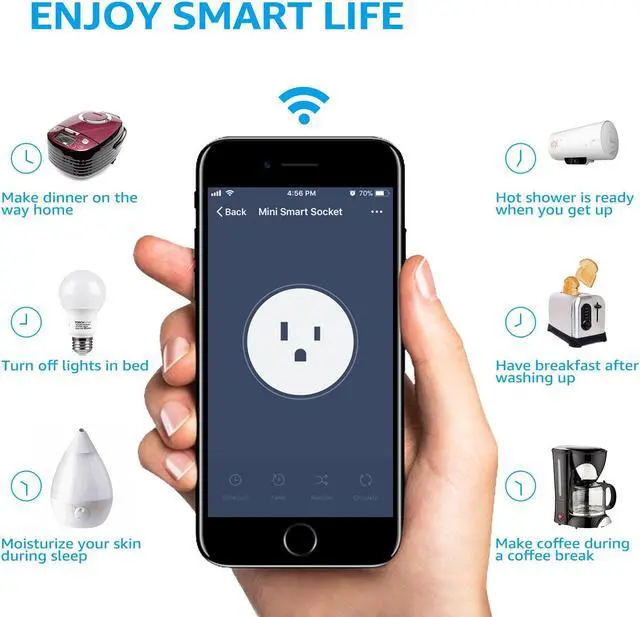 Alt view image 5 of 7 - 6 Pack Smart Plug Work with Alexa, Mini Smart Outlet Wifi Plug Google Home Assistant Voice Control, No Hub Required, Only Supports 2.4GHz Network, Timer Function, ETL Listed, Yellow Finish