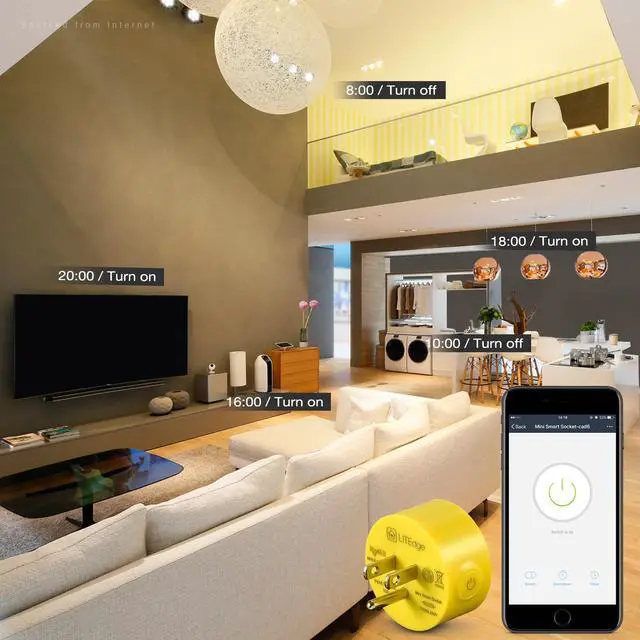 Alt view image 3 of 7 - 6 Pack Smart Plug Work with Alexa, Mini Smart Outlet Wifi Plug Google Home Assistant Voice Control, No Hub Required, Only Supports 2.4GHz Network, Timer Function, ETL Listed, Yellow Finish