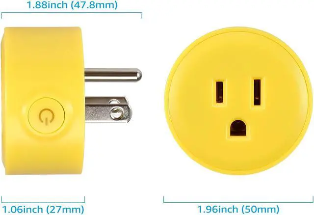 Alt view image 7 of 7 - 6 Pack Smart Plug Work with Alexa, Mini Smart Outlet Wifi Plug Google Home Assistant Voice Control, No Hub Required, Only Supports 2.4GHz Network, Timer Function, ETL Listed, Yellow Finish