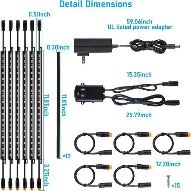 Alt view image 7 of 7 - TORCHSTAR LED Safe Lighting Kit 3CCT, (6) 12" Linkable Light Bars, Motion Sensor, 3000K/4000K/5000K Selectable, Safe Light Kit for Gun Safe Under Cabinet Locker Closet