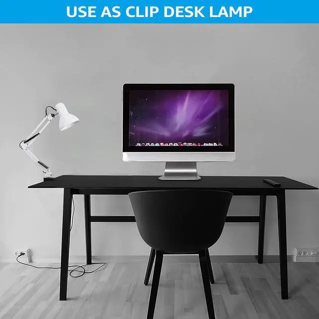 Alt view image 4 of 7 - TORCHSTAR Metal Swing Arm Desk Lamp, Interchangeable Base Or Clamp, Classic Architect Clip On Study Table Lamp, Multi-Joint, Adjustable Arm, White Finish