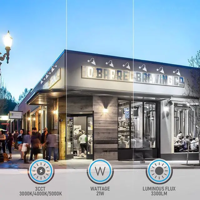 Alt view image 2 of 7 - 3CCT LED Dusk-to-Dawn Gooseneck Barn Light, 21W 3300lm, 120-277V, IP65, UL Listed, White