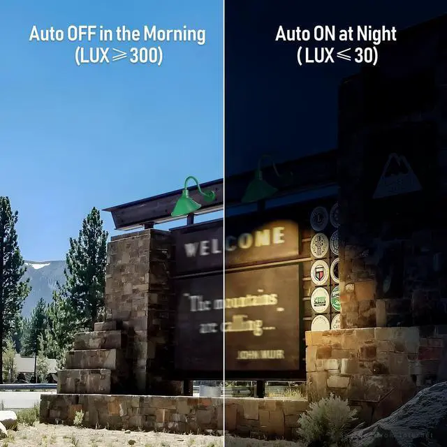 Alt view image 3 of 7 - 3CCT LED Dusk-to-Dawn Gooseneck Barn Light, 21W 3300lm, 120-277V, IP65, UL Listed, Green