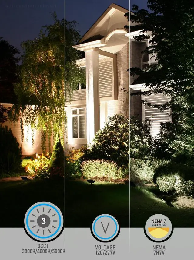 Alt view image 4 of 7 - 3CCT LED Security Flood Light Outdoor, UL Listed, 30W/15W, 120/277V, Knuckle Mounted, IP65 Waterproof