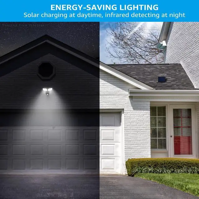 Alt view image 2 of 7 - TORCHSTAR LED Solar Outdoor Security Lights with Motion Sensor, Adjustable Dual-Head Flood Light, 2 Modes Auto Mode & ON-OFF Mode, 6500K, IP65 Waterproof, for Yard, Garages, Patios, Entryways