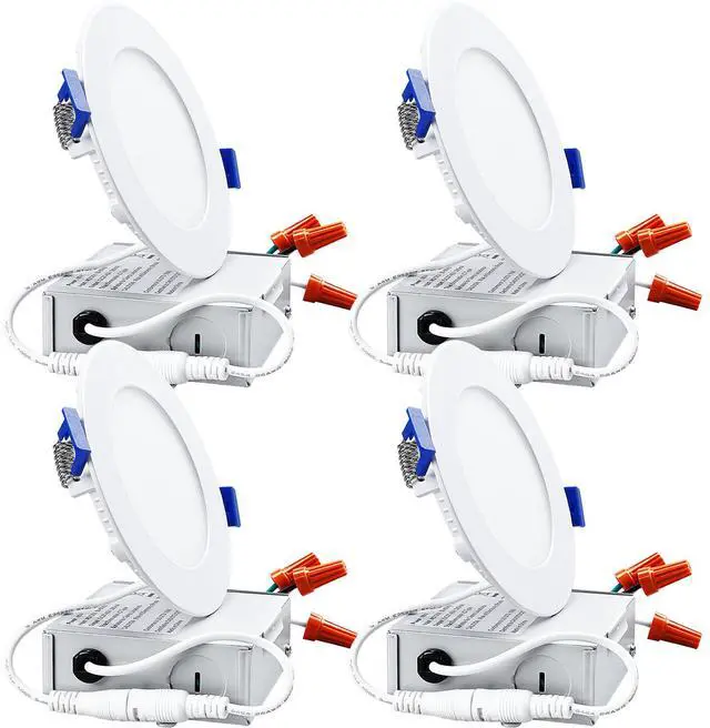 Main image of TORCHSTAR 4 Pack 4" LED Recessed Light with J-Box, 2700K Soft White Dimmable Utra-thin Ceiling Downlight, ETL and Energy Star Certified