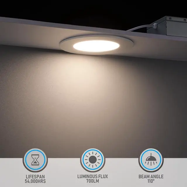 Alt view image 2 of 7 - 4 Pack 10W 4" LED Recessed Light with J-Box, 4000K Cool White, 5%-100% Dimmable, ETL and Energy Star Certified