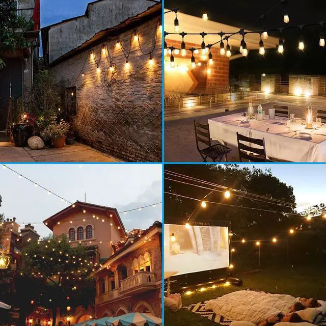 Alt view image 7 of 7 - 96ft LED Outdoor String Lights, 30+2 Vintage Filament Bulbs, 110V Shatterproof Patio Lighting for Garden, Backyard, Porch, Party, Wedding, IP65 Waterproof, ETL Certified, 2700K Soft White