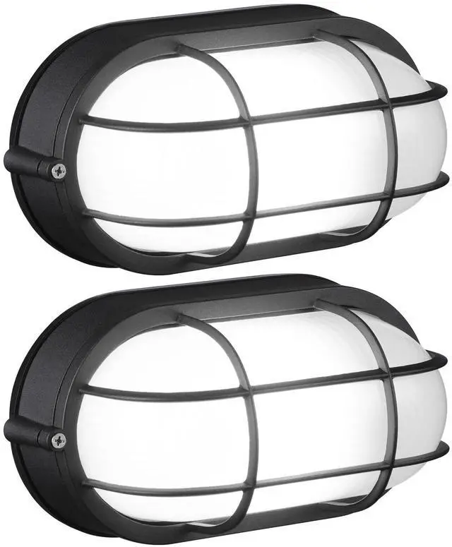 Main image of 2 Pack Outdoor Bulkhead Light, Nautical 4 Inch Marine Wall Lights, E26 Socket, Aluminum Housing, Wet Location, Flush Mount for Wall or Ceiling, Bulbs Not Included, Black