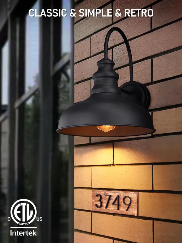 Alt view image 2 of 7 - 11 Inch Gooseneck Barn Light, Farmhouse Wall Sconce, E26 Base, Waterproof, ETL Listed