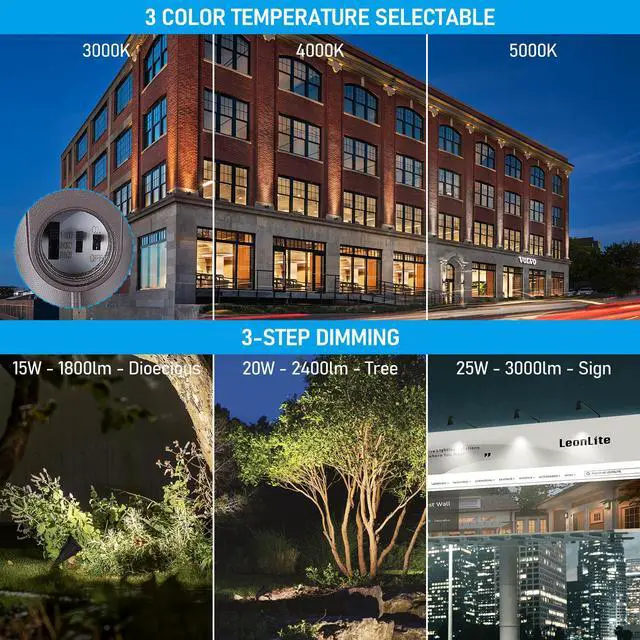 Alt view image 5 of 7 - Commercial 3CCT LED Dusk to Dawn Bullet Flood Light, 120-277V, ETL Listed