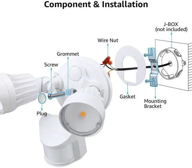 Alt view image 7 of 7 - LEONLITE Adjustable 2-Head Outdoor COB LED Security Light, Motion Sensor Floodlight, 3 Modes (Motion Detection + Dusk to Dawn + Switch Control), 100-277V, IP65 Waterproof, 3000K Warm White, Pack of 2