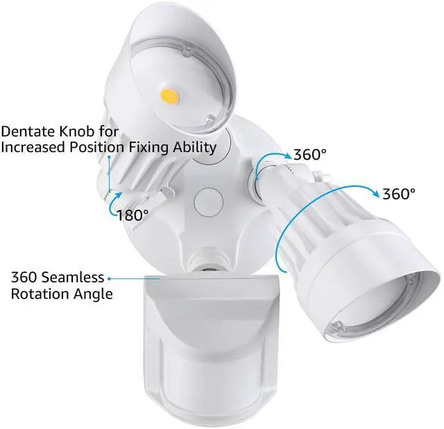 Alt view image 5 of 7 - LEONLITE Adjustable 2-Head Outdoor COB LED Security Light, Motion Sensor Floodlight, 3 Modes (Motion Detection + Dusk to Dawn + Switch Control), 100-277V, IP65 Waterproof, 3000K Warm White, Pack of 2