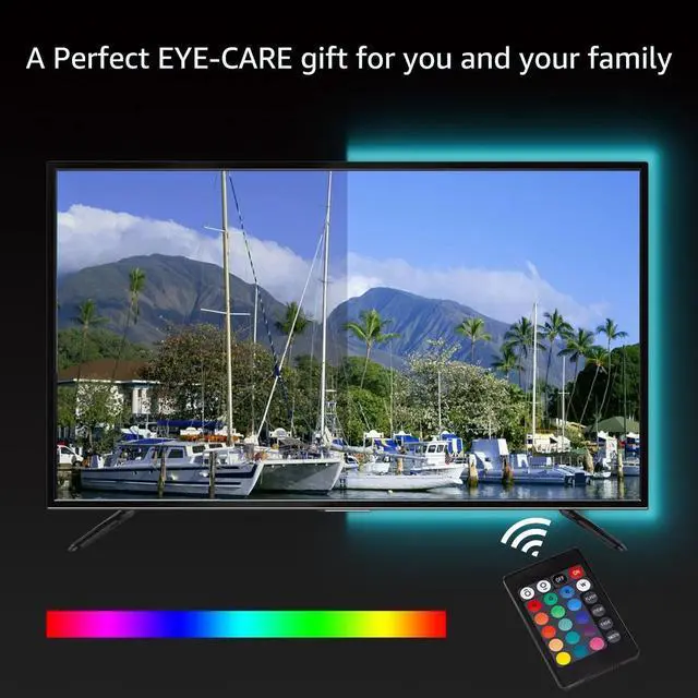 Alt view image 3 of 7 - LED Strip Lights for 32 Inch-60 Inch HDTV, RGB LED TV Backlight Kit with Remote, ETL Listed, 16 Colors Changing Multi-color 5050 LEDs Bias Lighting, UL Adapter, Home Theater, Gaming Computer
