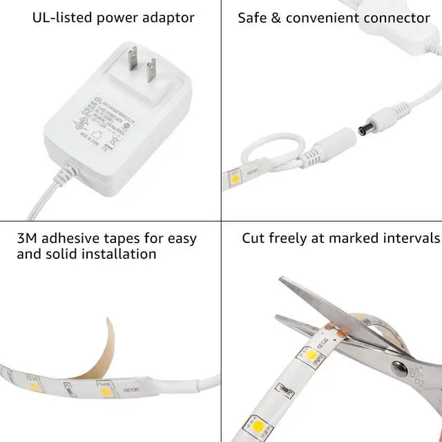 Alt view image 6 of 7 - 16.4 ft LED Strip Lights, Work with Alexa, Smart Phone APP Control, Flexible Wireless Tape Light, IP65 Waterproof Lighting Kit, 3000K Warm White