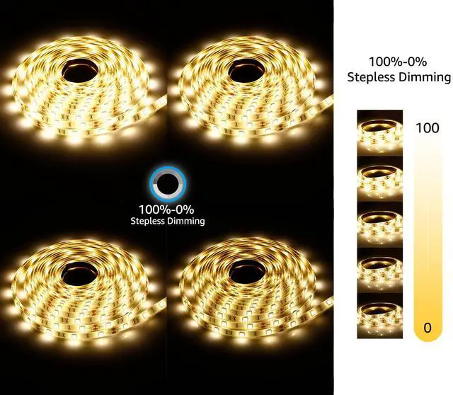 Alt view image 3 of 7 - 16.4 ft LED Strip Lights, Work with Alexa, Smart Phone APP Control, Flexible Wireless Tape Light, IP65 Waterproof Lighting Kit, 3000K Warm White