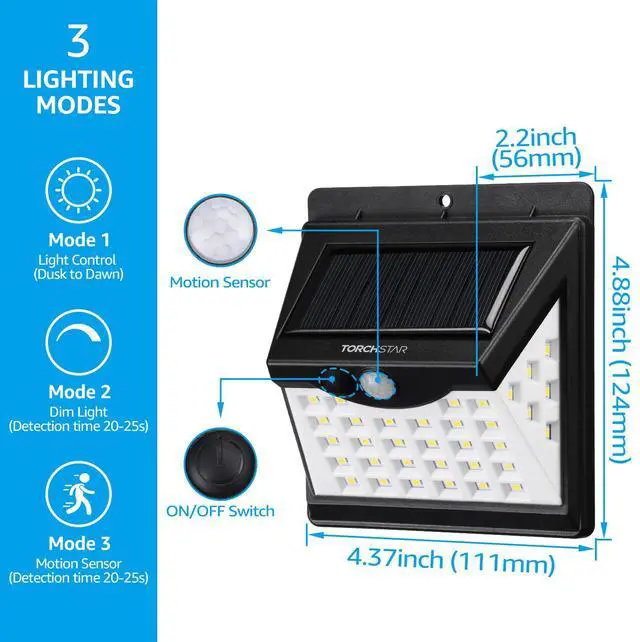 Alt view image 2 of 7 - 4 Pack 40 LED Outdoor Solar Lights, Wireless Solar Motion Sensor Light,  6500K Pure White, Waterproof Security Lighting for Garage, Porch, Driveway, Patio, Black