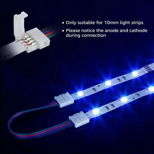 Alt view image 4 of 7 - RGB Extension Cord Kit for 4 Pins Strip Light, 32.8ft LED Splitter Connectors, Tin Coated Copper Wires
