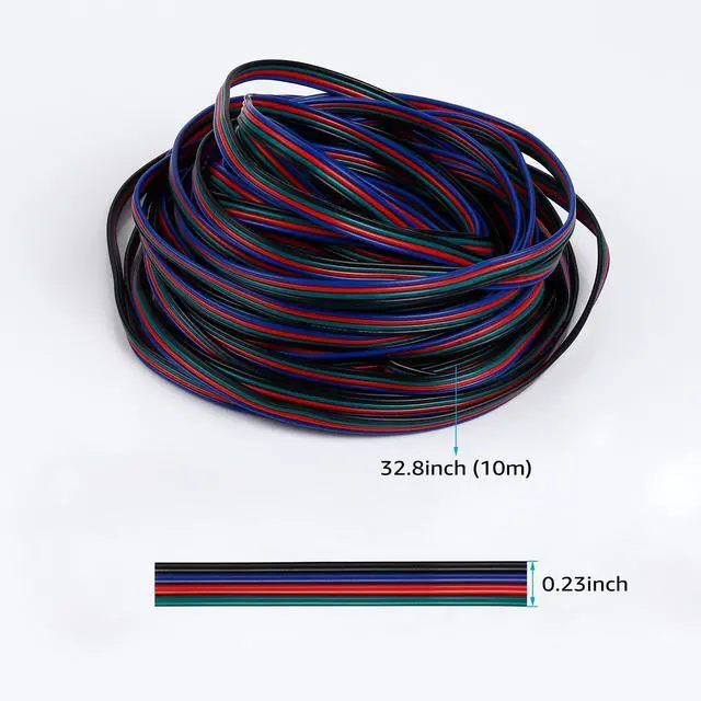 Alt view image 6 of 7 - RGB Extension Cord Kit for 4 Pins Strip Light, 32.8ft LED Splitter Connectors, Tin Coated Copper Wires