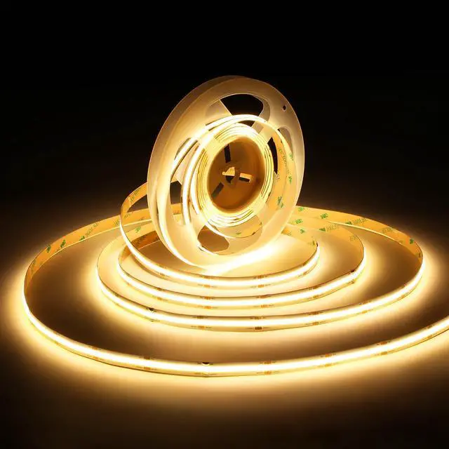 Main image of COB LED Strip Light, DC 24V Bendable Tape Lights, 16.4 ft Cuttable Light, 504LEDs/M Uniform Glow, 3000K Warm White, Flexible LED Rope Light for Home, Bookcase, Counter, Cabinet, Bedroom