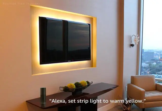Alt view image 4 of 7 - LED TV Backlight Kit Multi-Color Strip Light, Work with Alexa, Smart Phone Control, Dimmable, Waterproof Strip Light*4, Flexible Strips for Home Theater, Monitor, Screen