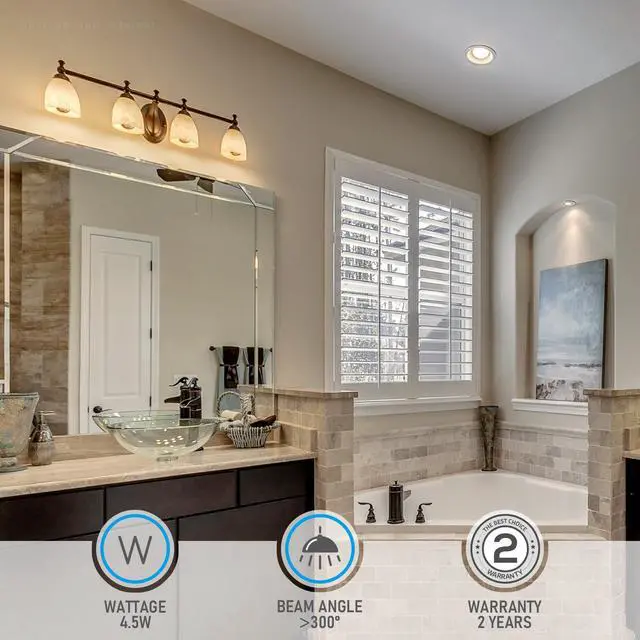 Alt view image 5 of 7 - 2 Pack A19 LED Dimmable Light Bulb, 4.5W(40W Eqv.), Anti Glare Half Chrome Bulbs, UL Listed, E26 Base, Vintage Edison Bulb for Bedroom, Kitchen, 2700K Soft White