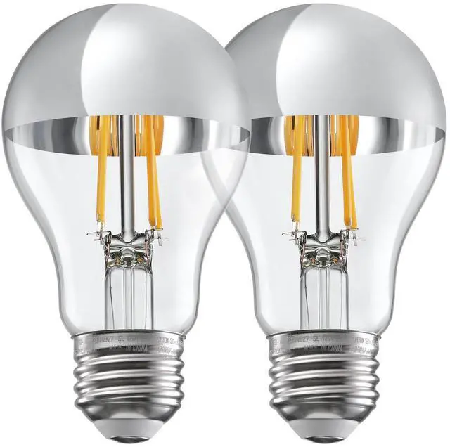 Main image of 2 Pack A19 LED Dimmable Light Bulb, 4.5W(40W Eqv.), Anti Glare Half Chrome Bulbs, UL Listed, E26 Base, Vintage Edison Bulb for Bedroom, Kitchen, 2700K Soft White