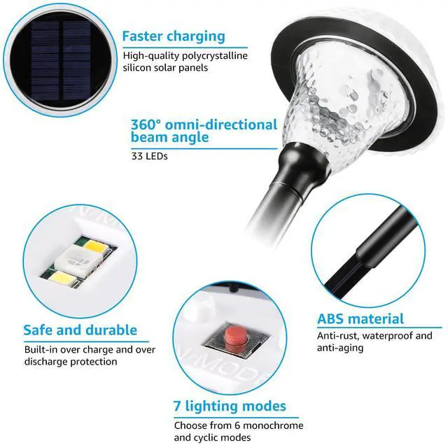 Alt view image 5 of 7 - 8 Pack Solar Pathway Colorful Lights, Dusk to Dawn Auto 7 Colors Changing LED Garden Lights, IP65 Waterproof Landscape Light for Lawn Yard Walkway