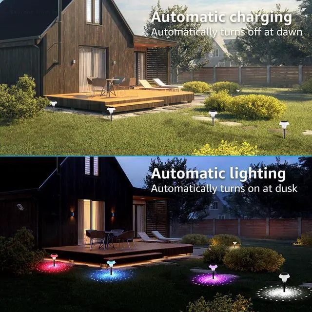 Alt view image 3 of 7 - 8 Pack Solar Pathway Colorful Lights, Dusk to Dawn Auto 7 Colors Changing LED Garden Lights, IP65 Waterproof Landscape Light for Lawn Yard Walkway