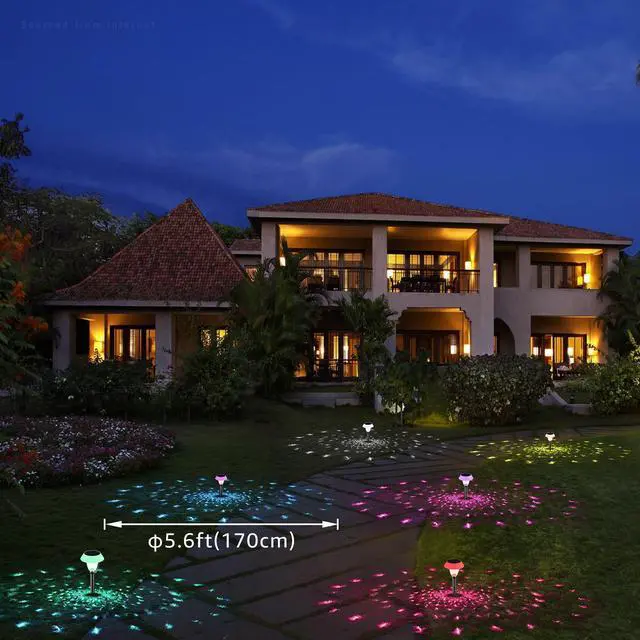 Alt view image 6 of 7 - 8 Pack Solar Pathway Colorful Lights, Dusk to Dawn Auto 7 Colors Changing LED Garden Lights, IP65 Waterproof Landscape Light for Lawn Yard Walkway
