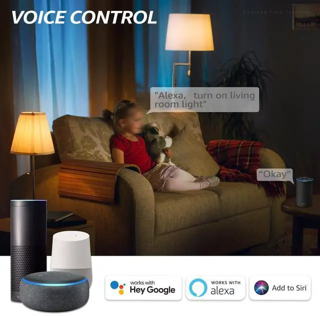 Alt view image 2 of 7 - 2 Pack A21 Smart Light Bulbs, WiFi & Bluetooth, Work with Alexa Echo Google Home Assistant Siri, 2000K-5000K RGBCW Full Color Changing Smart LED Bulb, 75W Equivalent, E26 Base