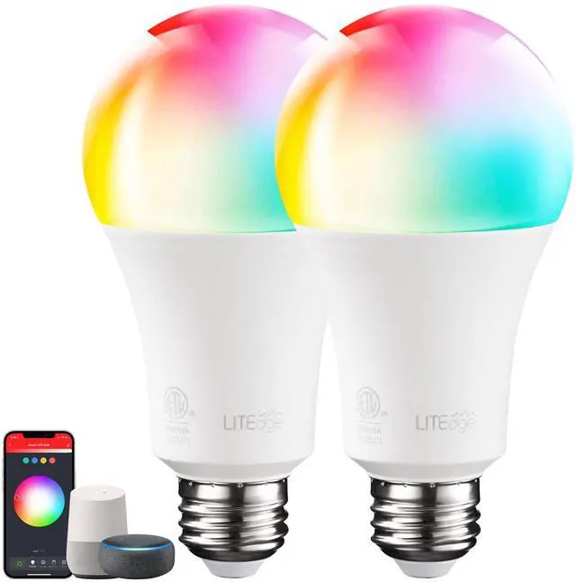 Main image of 2 Pack A21 Smart Light Bulbs, WiFi & Bluetooth, Work with Alexa Echo Google Home Assistant Siri, 2000K-5000K RGBCW Full Color Changing Smart LED Bulb, 75W Equivalent, E26 Base