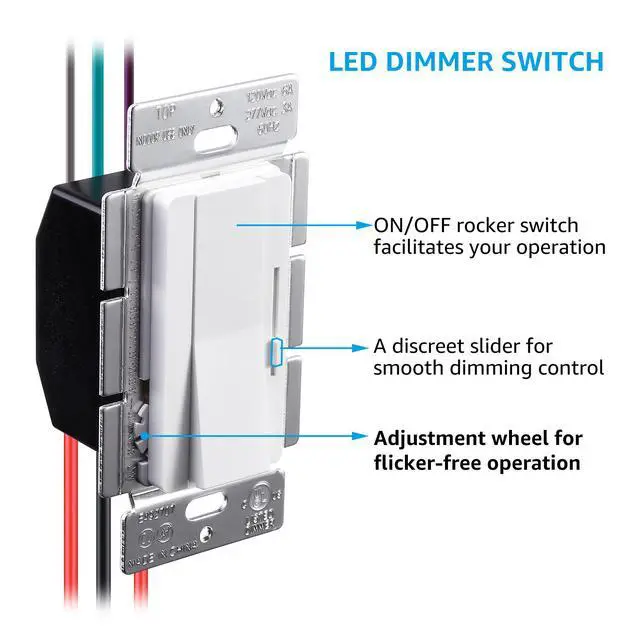 Alt view image 2 of 7 - 2 Pack Dimmer Switch for Led Lights, 0-10V Dimmable LED Panel Lights, 3-Way Single Pole Dimmable Slide,720 Watt Max, Dual Wall Plates Provided
