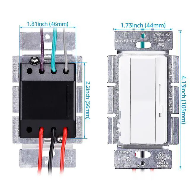 Alt view image 5 of 7 - 2 Pack Dimmer Switch for Led Lights, 0-10V Dimmable LED Panel Lights, 3-Way Single Pole Dimmable Slide,720 Watt Max, Dual Wall Plates Provided