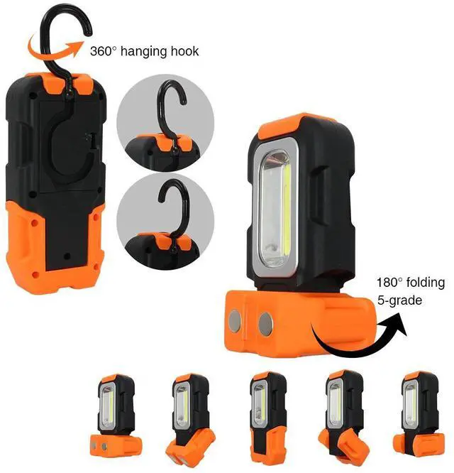 Alt view image 2 of 7 - Portable LED Work Light, Hanging Hook & Magnetic Flashlight, Battery Operated, COB Pocket Work Light for Car Repairing, Emergency, Hiking, Camping