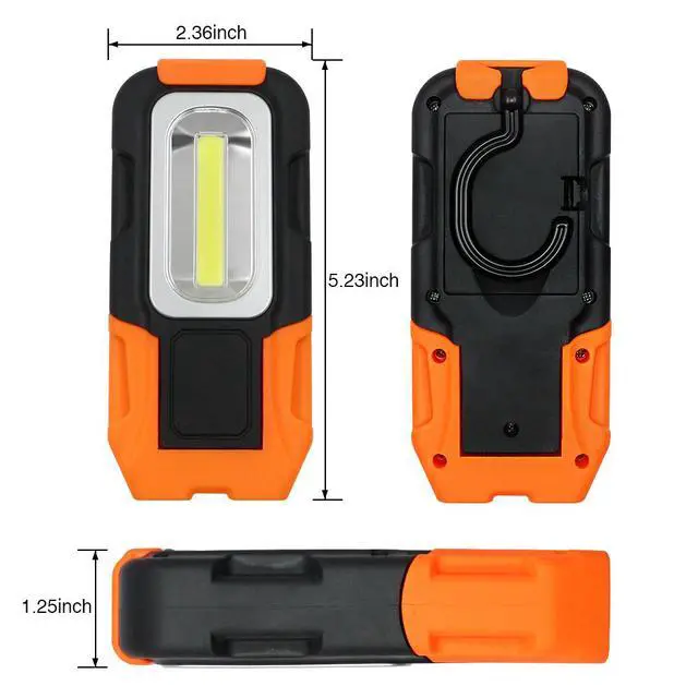 Alt view image 6 of 7 - Portable LED Work Light, Hanging Hook & Magnetic Flashlight, Battery Operated, COB Pocket Work Light for Car Repairing, Emergency, Hiking, Camping