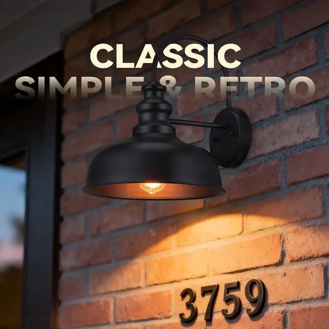 Alt view image 2 of 7 - 11 Inch Gooseneck Barn Light, Farmhouse Wall Sconce, E26 Base, Waterproof