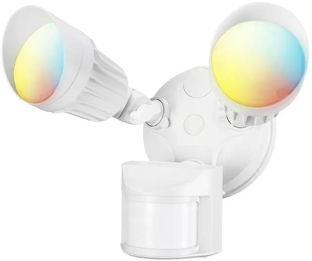 Main image of 3CCT 2-Head Adjustable LED Security Light, Motion Sensor Flood Lights Outdoor Dusk to Dawn, 3000K/4000K/5000K Selectable, White