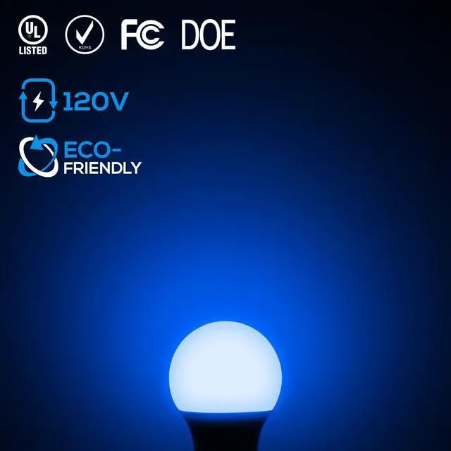 Alt view image 4 of 7 - 6 Pack 8W LED A19 Blue Light Bulbs, E26 Base Colored Lights, for Outdoor Light Fixture, Floor Lamp, Living Room Decoration, 10,000hrs