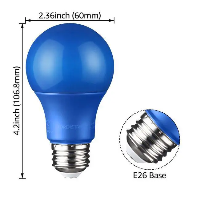 Alt view image 2 of 7 - 6 Pack 8W LED A19 Blue Light Bulbs, E26 Base Colored Lights, for Outdoor Light Fixture, Floor Lamp, Living Room Decoration, 10,000hrs