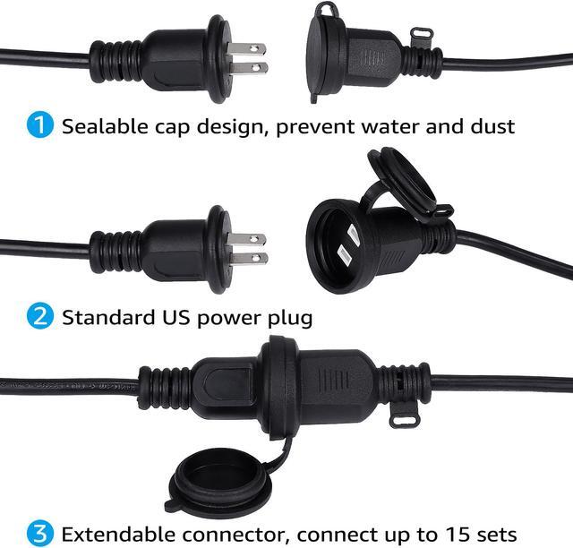 Alt view image 5 of 7 - TORCHSTAR 50ft String Lights with 15 E26 Sockets & 16 LED Bulbs, IP65 Waterproof, UL Listed Lamp Cord, Connectable, Residential & Commercial Outdoor String Lights for Patio, Gazebo, Porch