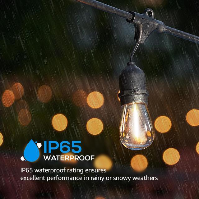 Alt view image 6 of 7 - TORCHSTAR 50ft String Lights with 15 E26 Sockets & 16 LED Bulbs, IP65 Waterproof, UL Listed Lamp Cord, Connectable, Residential & Commercial Outdoor String Lights for Patio, Gazebo, Porch