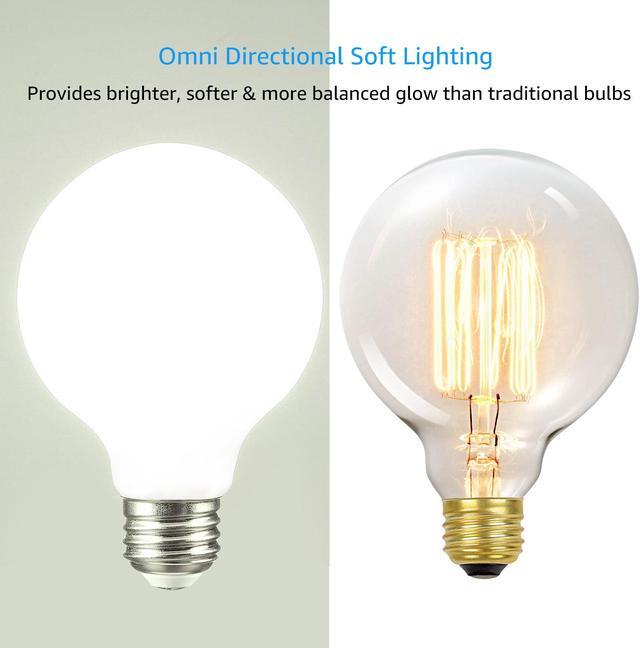 Alt view image 6 of 7 - TORCHSTAR 6 Pack LED Dimmable G25 Frosted Filament Light Bulb, 4.5W (60W Eqv.) E26 Decorative Milky Bulb, 4000K Cool White