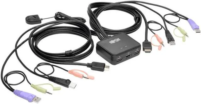 Alt view image 2 of 14 - Tripp Lite 2-Port KVM Switch w/ HDMI USB Audio Cables Peripheral Sharing (B032-HUA2)