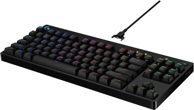 Alt view image 7 of 20 - Logitech G PRO Mechanical Gaming Keyboard, Ultra Portable Tenkeyless Design, Detachable Micro USB Cable, 16.8 Million Color LIGHTSYNC RGB Backlit Keys