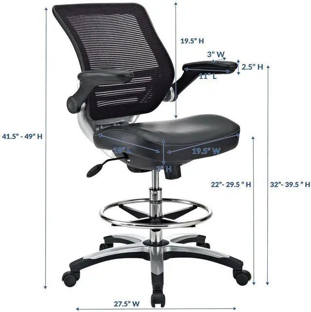 Alt view image 6 of 20 - Edge Drafting Chair in Black