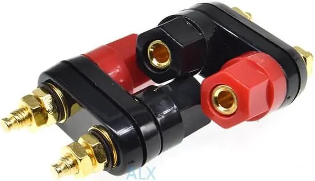 Alt view image 3 of 6 - 2PCS Dual Banana plugs Couple Terminal blocks Red Black Connector 4mm jack audio Amplifier Terminal Binding Post Speaker socket